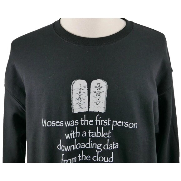 Moses Tablet Sweatshirt – Funny Graphic, Gildan Heavy Blend Size S, Pullover - Picture 12 of 13
